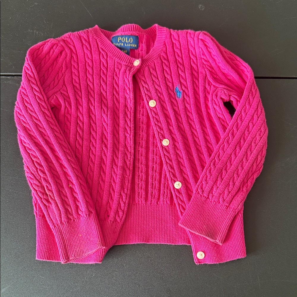 Polo by Ralph Lauren Kids Fuchsia Cable Knit Sweater